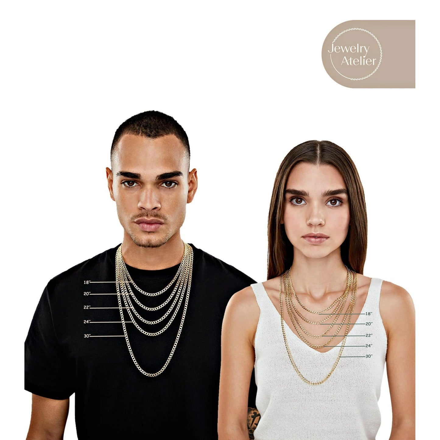 Gold Chain Necklace Collection - 14K Solid Yellow Gold Filled Miami Cuban Curb Link Chain Necklaces for Women and Men with Different Sizes (2.7Mm, 3.6Mm, 4.5Mm, or 5.5Mm)